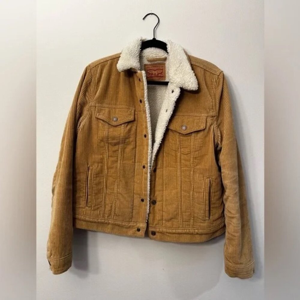 Levi's Tan Corduroy Jacket with White Sherpa Lining